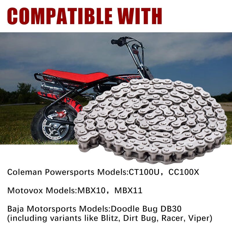 Kuiuk 35 Chain 140 Links Mini Bike Chain Tensioner fit for Coleman CT100U CC100X Predator 212cc 79cc 97cc 100cc Baja Doodle Bug DB30 Motovox MBX10 MBX11 Mega Moto MM-B80 105cc Mini Bike Go Kart Parts - Image 5